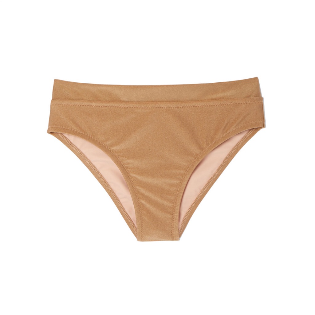 Static Swimwear  Metallic Gold Swim Bottoms  New